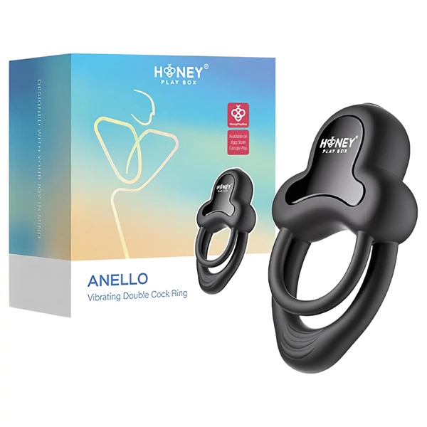 Honey Play Box Anello - okos vibrációs pénisz- és heregyűrű (fekete)