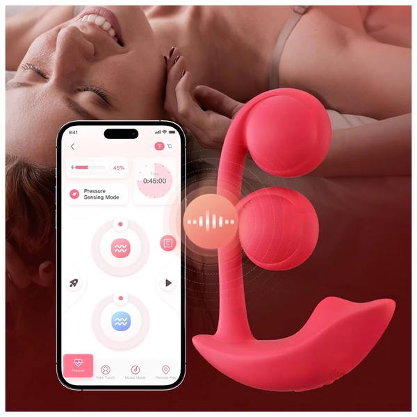 Honey Play Box Melody - App-vezérelt gyöngyös 2in1 vibrátor (piros)