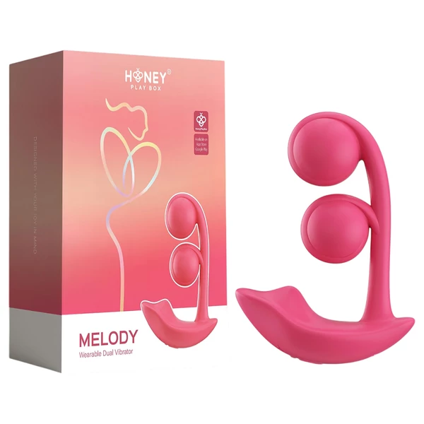 Honey Play Box Melody - App-vezérelt gyöngyös 2in1 vibrátor (piros)
