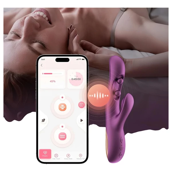 Honey Play Box Gem - App-vezérelt gyöngyös G-pont és csiklóizgató vibrátor (lila)