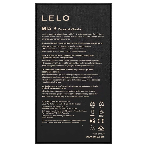 LELO Mia 3 - utazó rúzs vibrátor (fekete)
