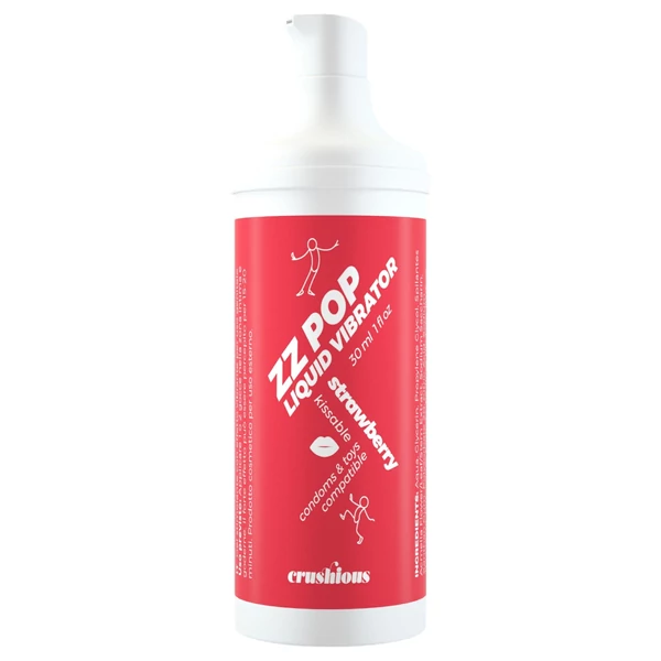 Crushious ZZ Pop - csókolható folyékony vibrátor eper (30ml)