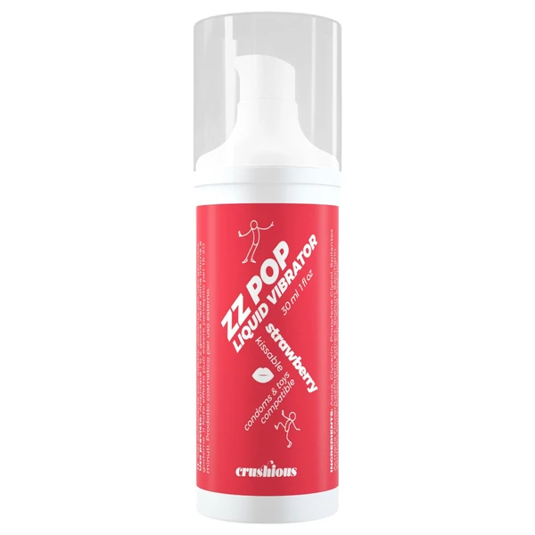Crushious ZZ Pop - csókolható folyékony vibrátor eper (30ml)