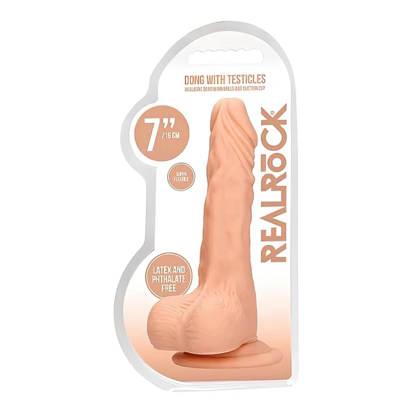 RealRock Dong 7 - élethű, herés dildó (17 cm, natúr)