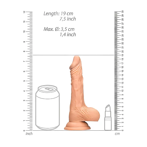 RealRock Dong 7 - élethű, herés dildó (17 cm, natúr)