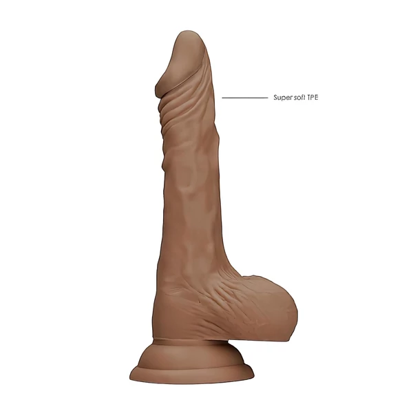 RealRock Dong 7 - élethű, herés dildó (17 cm) - sötét natúr