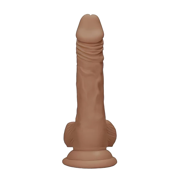 RealRock Dong 7 - élethű, herés dildó (17 cm) - sötét natúr