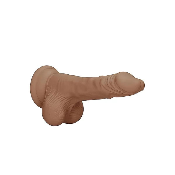 RealRock Dong 7 - élethű, herés dildó (17 cm) - sötét natúr