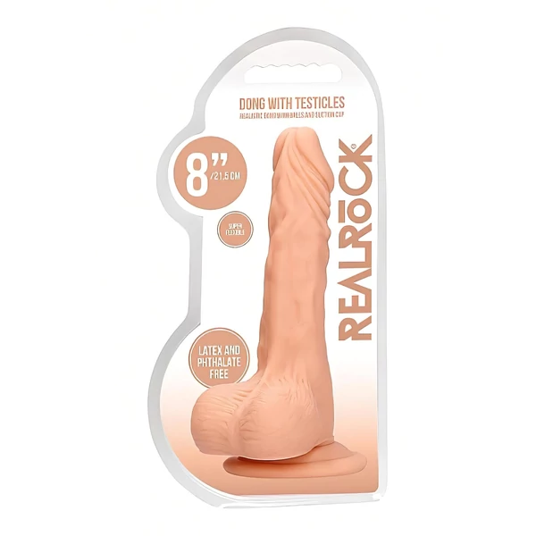 RealRock Dong 8 - élethű, herés dildó (20 cm, natúr)