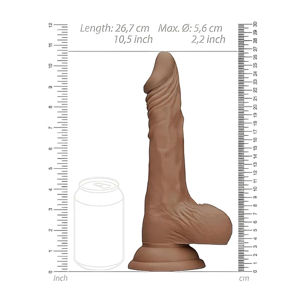 RealRock Dong 10 - élethű, herés dildó (25 cm) - sötét natúr