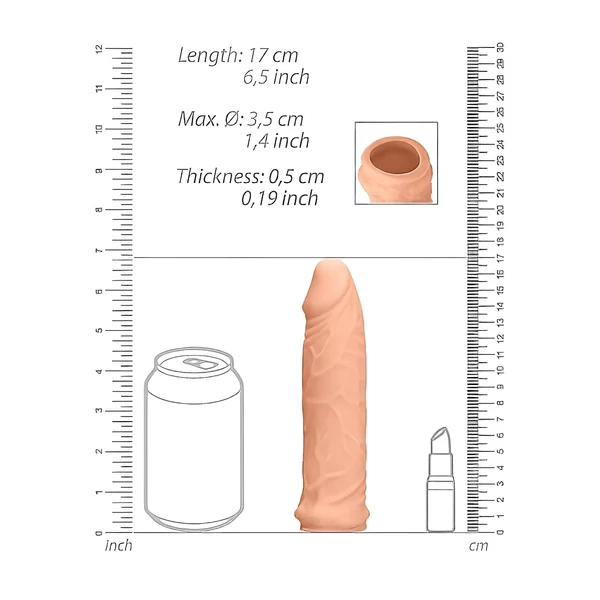 RealRock Penis Sleeve 6 - péniszköpeny (17 cm, natúr)