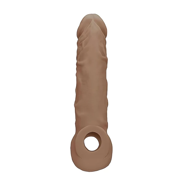 RealRock Penis Sleeve 8 - péniszköpeny (21 cm) - sötét natúr