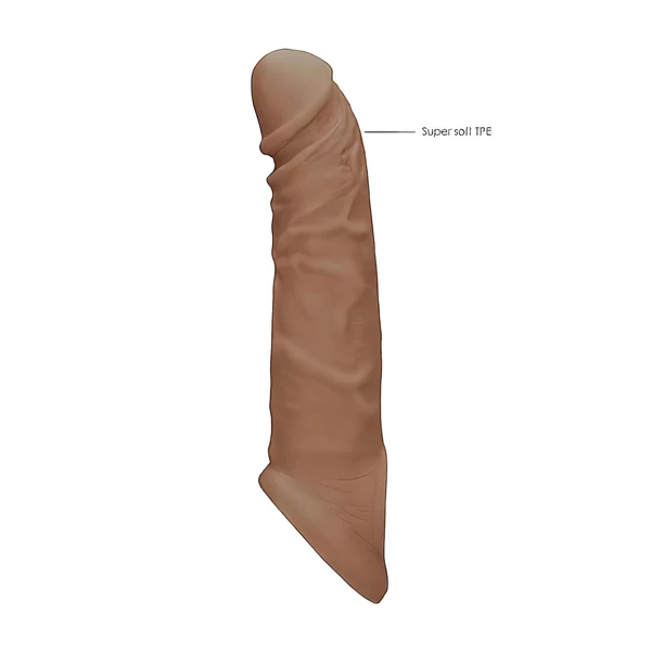 RealRock Penis Sleeve 8 - péniszköpeny (21 cm) - sötét natúr