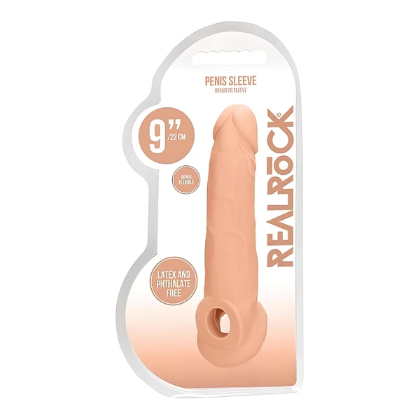 RealRock Penis Sleeve 9 - péniszköpeny (21,5 cm, natúr)