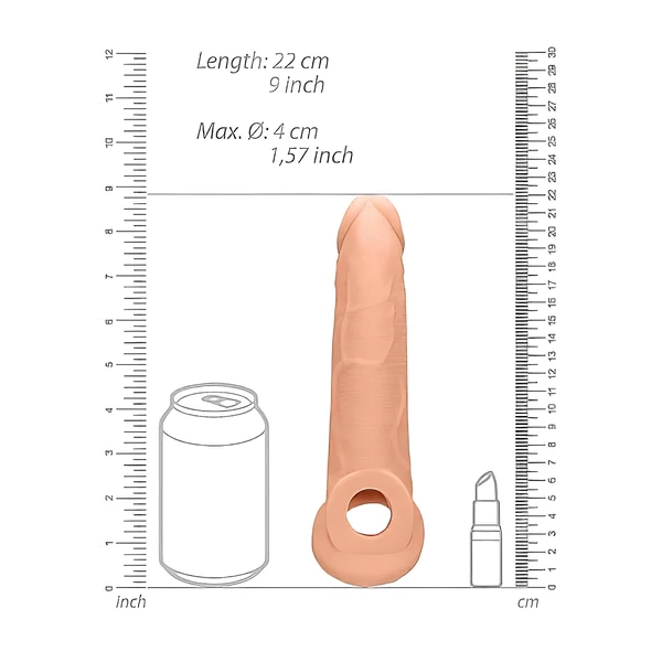 RealRock Penis Sleeve 9 - péniszköpeny (21,5 cm, natúr)