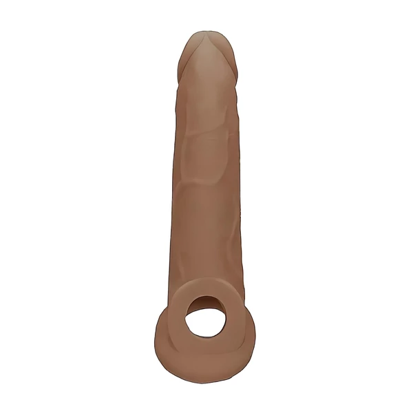 RealRock Penis Sleeve 9 - péniszköpeny (21,5 cm) - sötét natúr