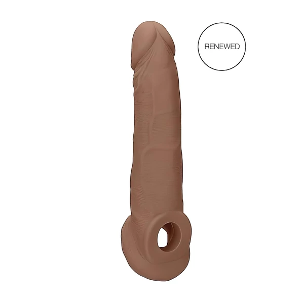 RealRock Penis Sleeve 9 - péniszköpeny (21,5 cm) - sötét natúr