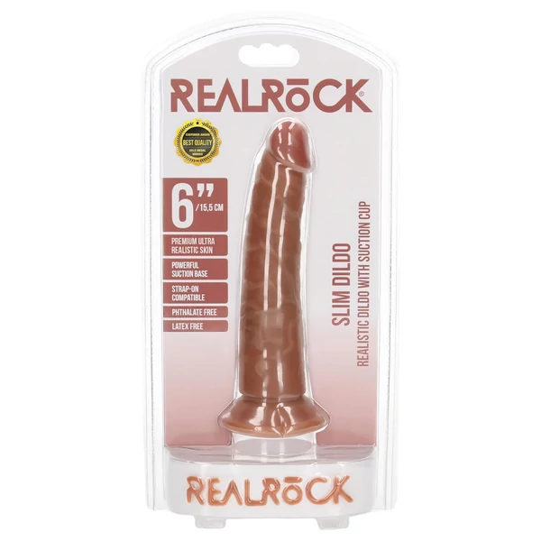 RealRock Slim - realisztikus dildó 15,5 cm (sötét natúr)
