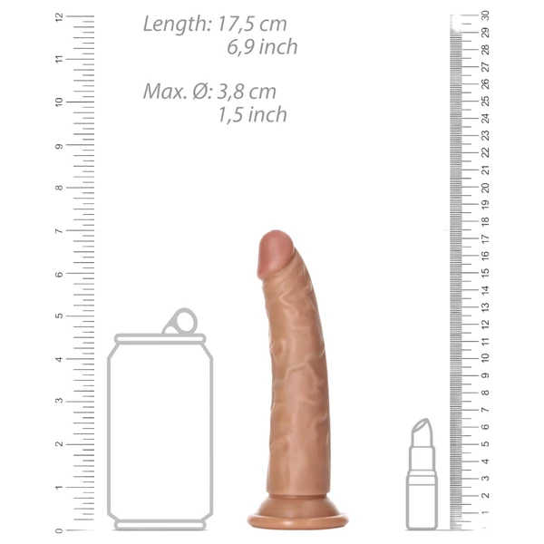 RealRock Slim - realisztikus dildó 15,5 cm (sötét natúr)