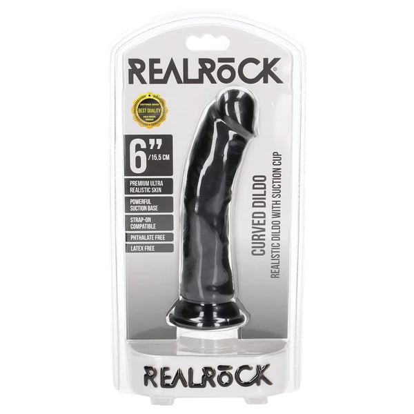 RealRock - tapadókorongos realisztikus dildó - 15,5 cm (fekete)