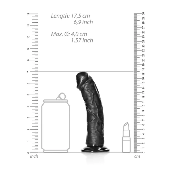 RealRock - tapadókorongos realisztikus dildó - 15,5 cm (fekete)