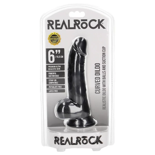 RealRock - tapadókorongos, realisztikus dildó - 15,5 cm (fekete)