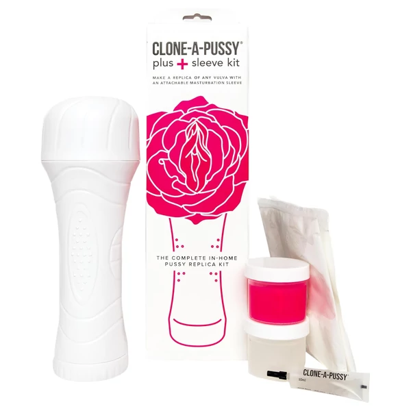 Clone-a-Pussy - puncimásoló és mandzsetta készlet (pink)