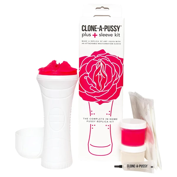 Clone-a-Pussy - puncimásoló és mandzsetta készlet (pink)