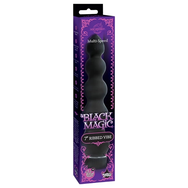 Doc Johnson - Black Magic 7 - merev 5 gyöngyös anál vibrátor (fekete)