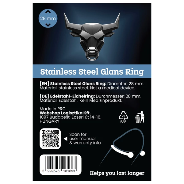 Rozsdamentes fém makkgyűrű - ejakuláció késleltetéshez (28mm)