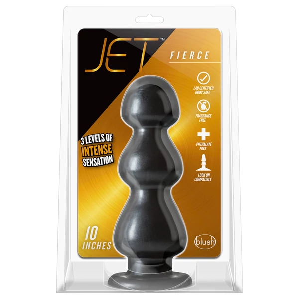 Blush Jet - tapadótalpas, gyöngyös dildó (fekete)