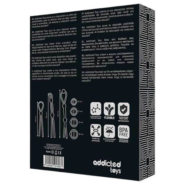 Addicted Toys - szilikon péniszgyűrű szett - 7 db (fekete)