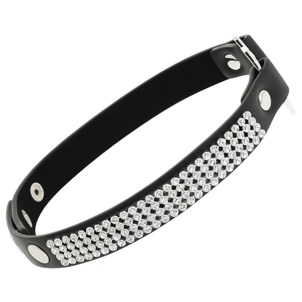 Coquette - strasszos choker szív medállal (fekete)