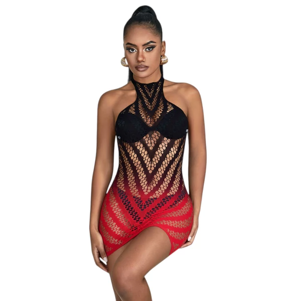 Subblime 952242 - színátmenetes necc ruha- (piros) - XS-M
