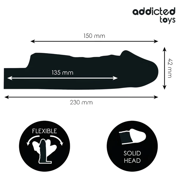 Addicted Toys - péniszköpeny heregyűrűvel - 23 cm (átlátszó)
