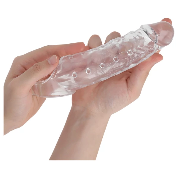 Addicted Toys - péniszköpeny heregyűrűvel - 23cm (áttetsző)