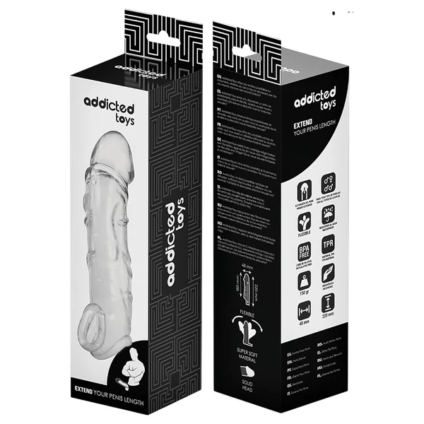 Addicted Toys - péniszköpeny heregyűrűvel - 27 cm (áttetsző)