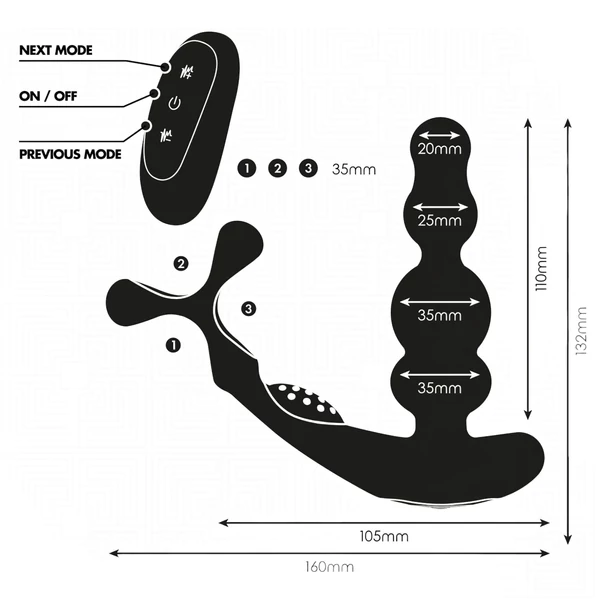 Addicted Toys - forgó fejes análvibrátor péniszgyűrűvel (fekete)