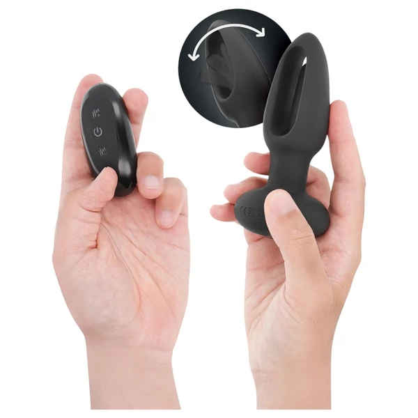 Addicted Toys - mozgó nyelves análvibrátor (fekete)