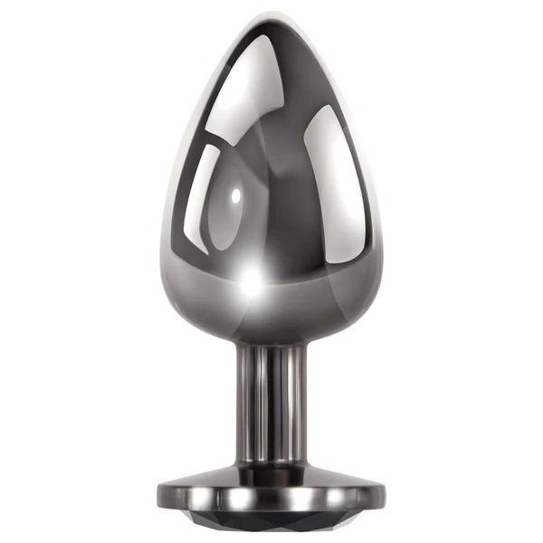 Evolved Black Gem - fém anál plug szett, fekete kővel (ezüst)