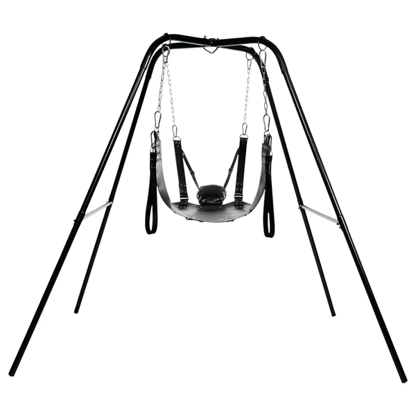XR Brands - Sex sling állvánnyal (fekete)