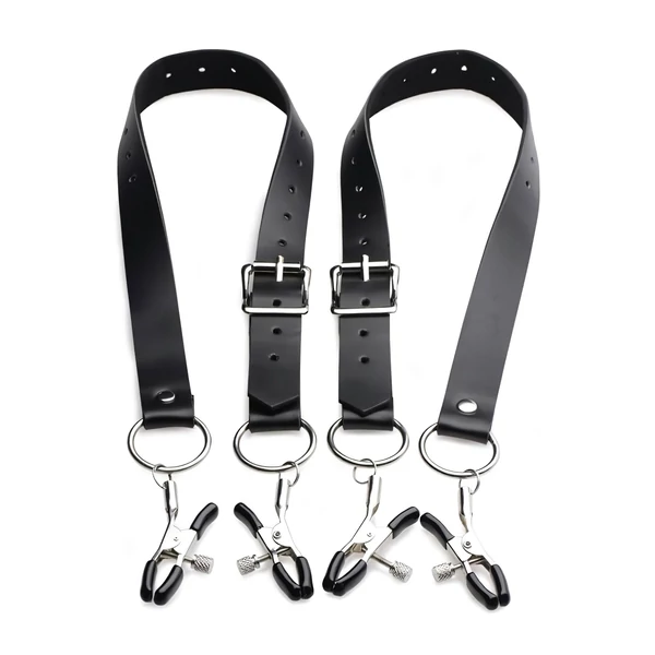 XR Brands - szeméremajak-széthúzó csipeszek (fekete)