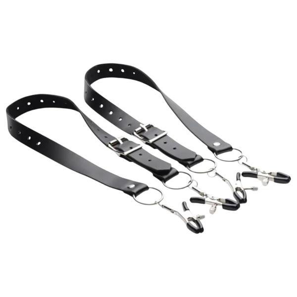 XR Brands - szeméremajak-széthúzó csipeszek (fekete)