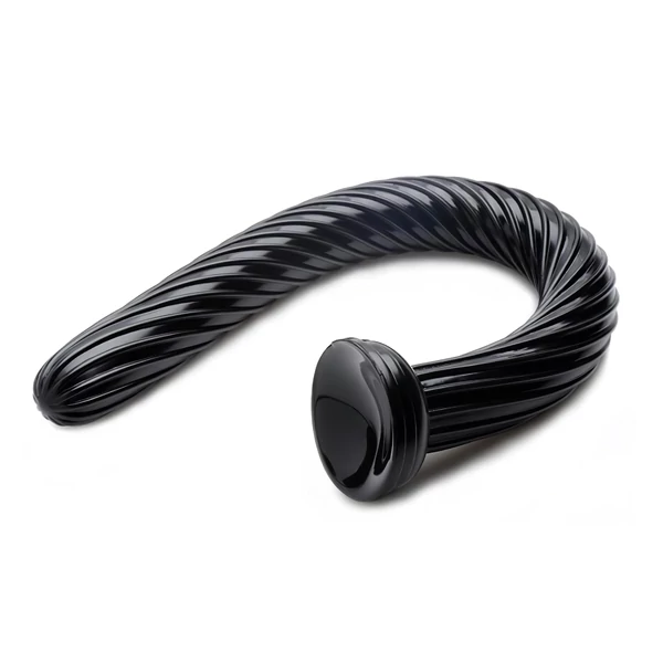 Hosed Spiral Anal Snake 19 - tapadókorongos anál dildó (fekete)