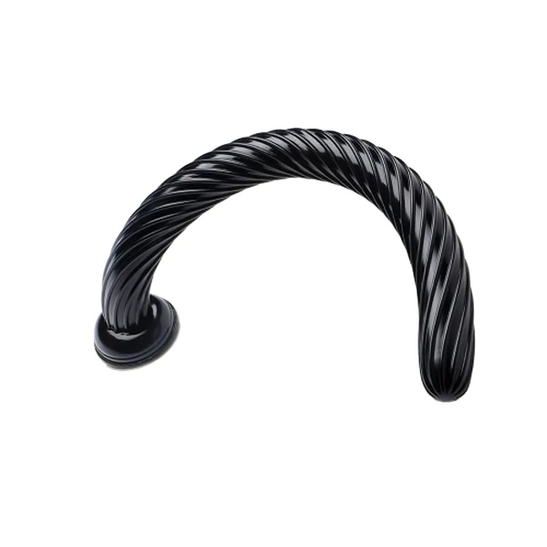 Hosed Spiral Anal Snake 19 - tapadókorongos anál dildó (fekete)