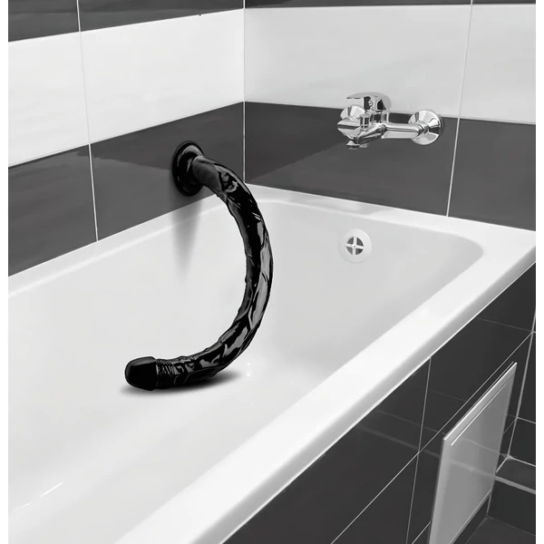 Hosed Anal Snake 19 - tapadókorongos anál dildó (fekete)