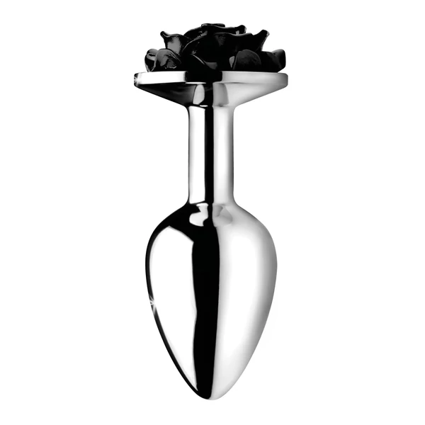 Booty Sparks Black Rose - alumínium anál plug (ezüst-fekete)