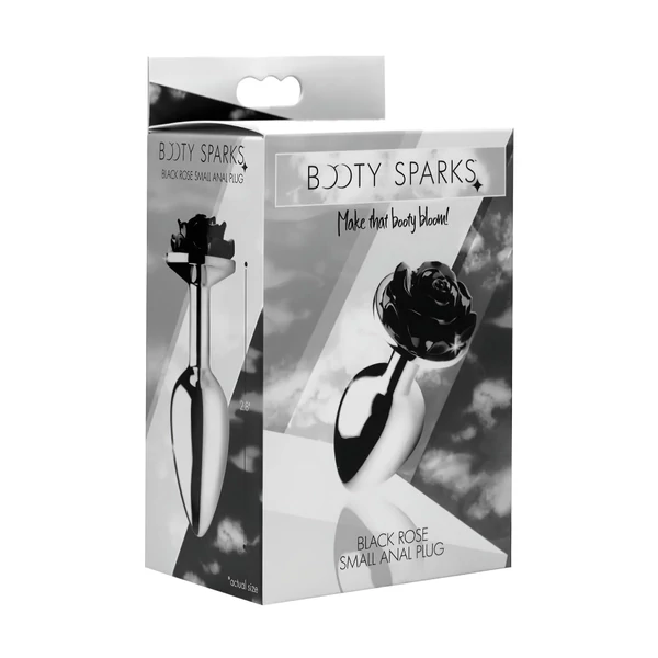 Booty Sparks Black Rose - alumínium anál plug (ezüst-fekete)