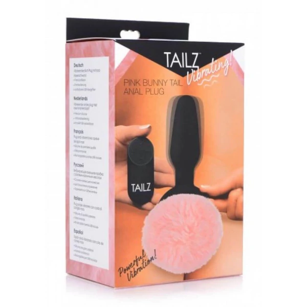 TAILZ - nyuszifarok, akkus, rádiós anál vibrátor (fekete-pink)