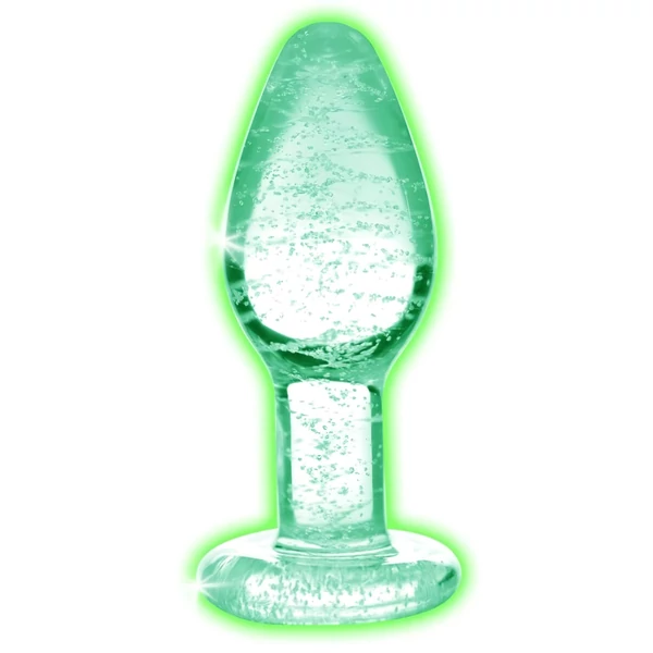 Booty Sparks Glow in the Dark L - üveg butt plug (átlátszó)